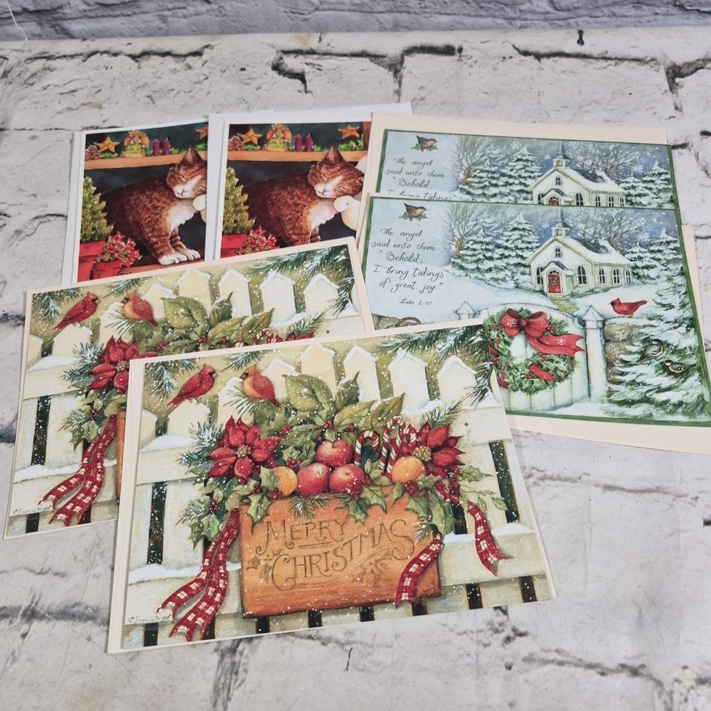 Assorted Christmas Cards Lot Of 6 In 3 Styles All New With Envelopes
